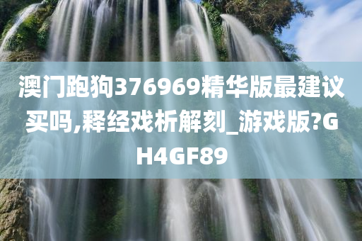 澳门跑狗376969精华版最建议买吗,释经戏析解刻_游戏版?GH4GF89