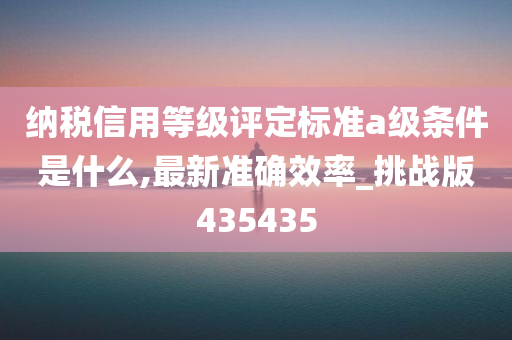 纳税信用等级评定标准a级条件是什么,最新准确效率_挑战版435435