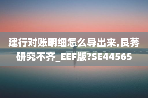 建行对账明细怎么导出来,良莠研究不齐_EEF版?SE44565