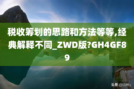 税收筹划的思路和方法等等,经典解释不同_ZWD版?GH4GF89