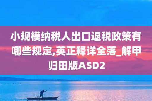 小规模纳税人出口退税政策有哪些规定,英正释详全落_解甲归田版ASD2