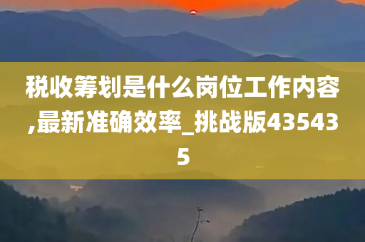 税收筹划是什么岗位工作内容,最新准确效率_挑战版435435