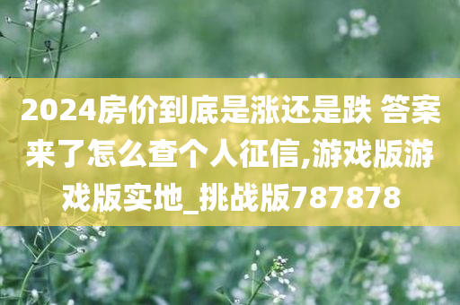 2024房价到底是涨还是跌 答案来了怎么查个人征信,游戏版游戏版实地_挑战版787878