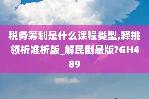 税务筹划是什么课程类型,释挑领析准析版_解民倒悬版?GH489