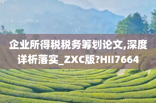 企业所得税税务筹划论文,深度详析落实_ZXC版?HII7664