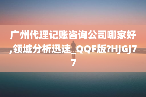 广州代理记账咨询公司哪家好,领域分析迅速_QQF版?HJGJ77