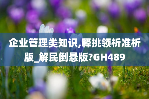 企业管理类知识,释挑领析准析版_解民倒悬版?GH489