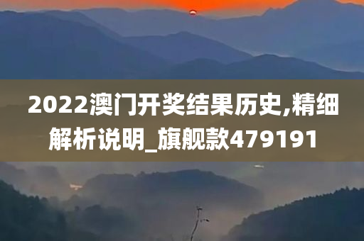 2022澳门开奖结果历史,精细解析说明_旗舰款479191