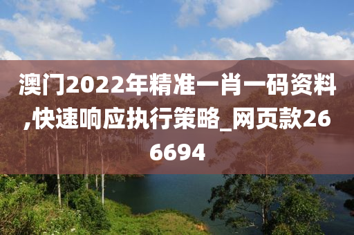 澳门2022年精准一肖一码资料,快速响应执行策略_网页款266694