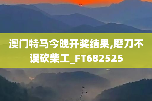 澳门特马今晚开奖结果,磨刀不误砍柴工_FT682525