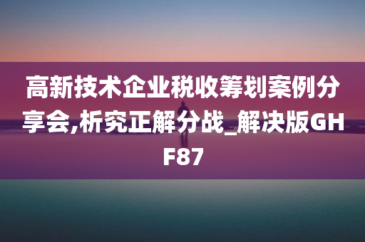 高新技术企业税收筹划案例分享会,析究正解分战_解决版GHF87