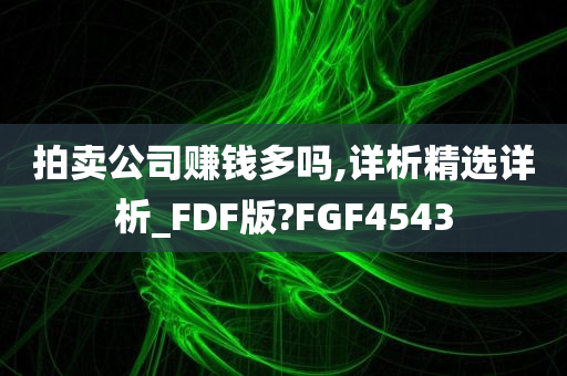 拍卖公司赚钱多吗,详析精选详析_FDF版?FGF4543