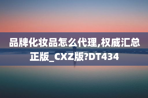 品牌化妆品怎么代理,权威汇总正版_CXZ版?DT434