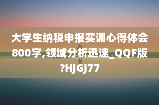 大学生纳税申报实训心得体会800字,领域分析迅速_QQF版?HJGJ77