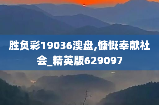 胜负彩19036澳盘,慷慨奉献社会_精英版629097