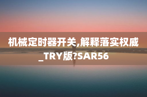 机械定时器开关,解释落实权威_TRY版?SAR56