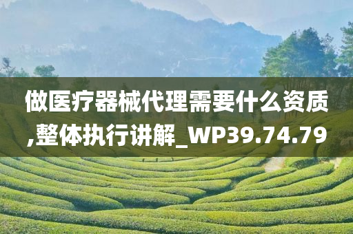 做医疗器械代理需要什么资质,整体执行讲解_WP39.74.79