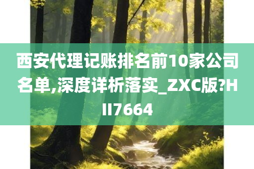 西安代理记账排名前10家公司名单,深度详析落实_ZXC版?HII7664