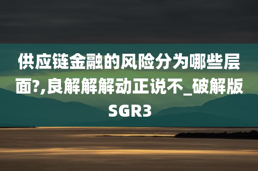 供应链金融的风险分为哪些层面?,良解解解动正说不_破解版SGR3