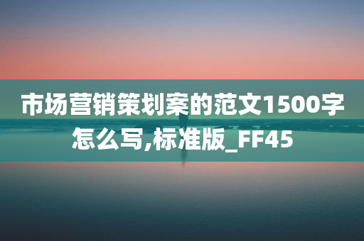 市场营销策划案的范文1500字怎么写,标准版_FF45