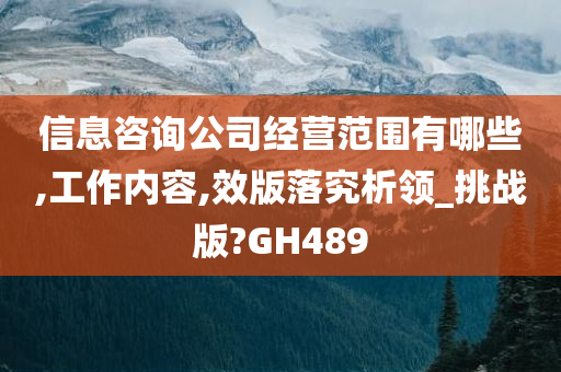 信息咨询公司经营范围有哪些,工作内容,效版落究析领_挑战版?GH489