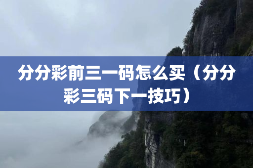 分分彩前三一码怎么买（分分彩三码下一技巧）