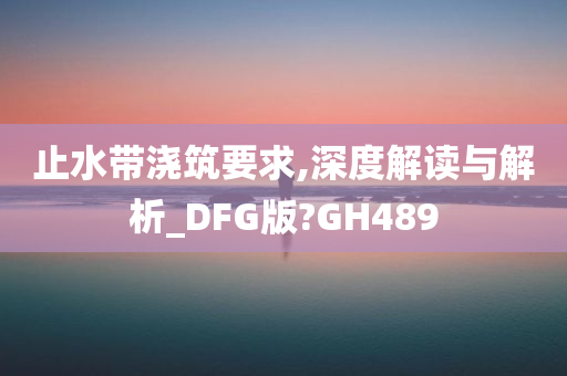 止水带浇筑要求,深度解读与解析_DFG版?GH489