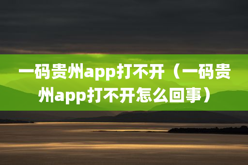 一码贵州app打不开（一码贵州app打不开怎么回事）