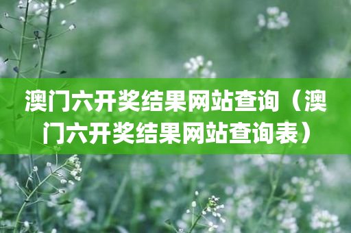 澳门六开奖结果网站查询（澳门六开奖结果网站查询表）