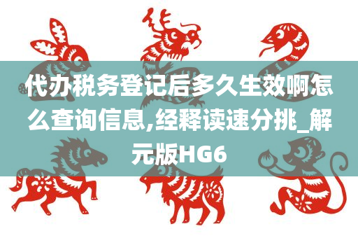 代办税务登记后多久生效啊怎么查询信息,经释读速分挑_解元版HG6