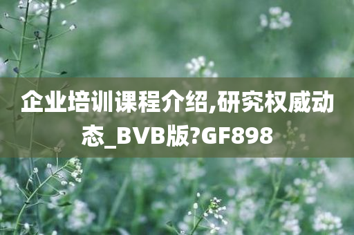 企业培训课程介绍,研究权威动态_BVB版?GF898