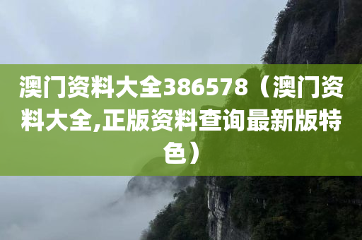 澳门资料大全386578（澳门资料大全,正版资料查询最新版特色）