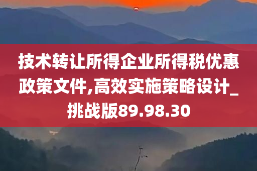 技术转让所得企业所得税优惠政策文件,高效实施策略设计_挑战版89.98.30