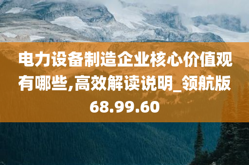 电力设备制造企业核心价值观有哪些,高效解读说明_领航版68.99.60