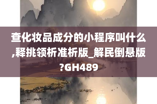 查化妆品成分的小程序叫什么,释挑领析准析版_解民倒悬版?GH489