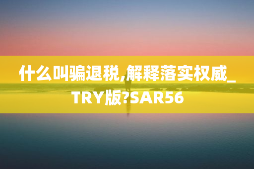 什么叫骗退税,解释落实权威_TRY版?SAR56