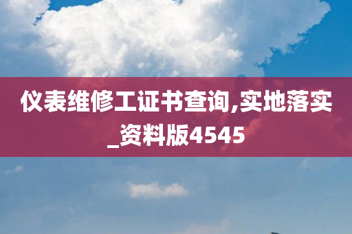 仪表维修工证书查询,实地落实_资料版4545