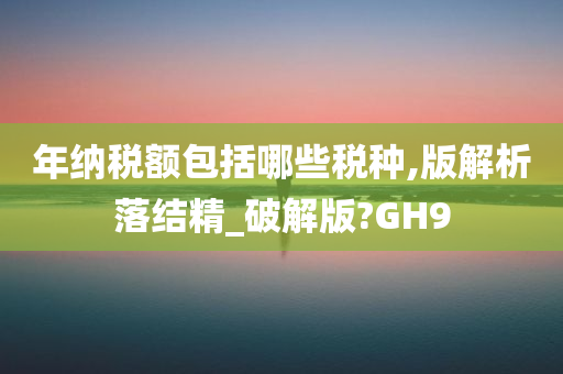 年纳税额包括哪些税种,版解析落结精_破解版?GH9