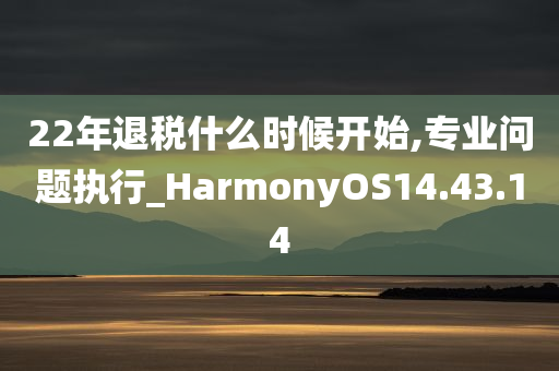 22年退税什么时候开始,专业问题执行_HarmonyOS14.43.14