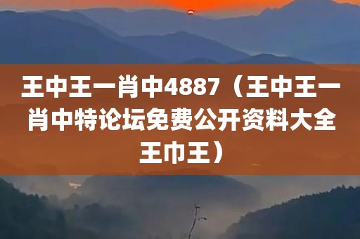 王中王一肖中4887（王中王一肖中特论坛免费公开资料大全王巾王）