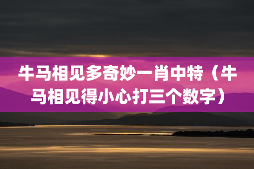 牛马相见多奇妙一肖中特（牛马相见得小心打三个数字）