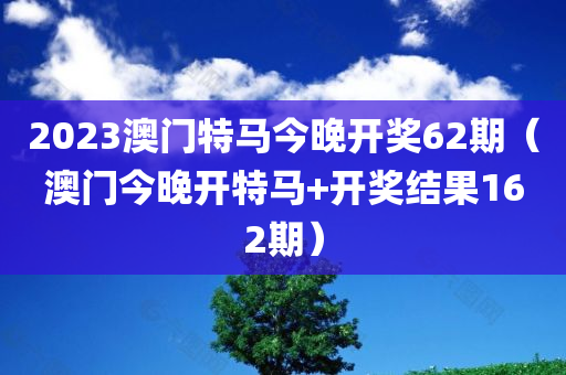 2023澳门特马今晚开奖62期（澳门今晚开特马+开奖结果162期）