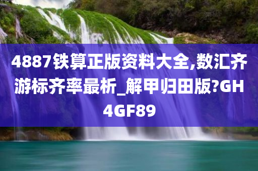 4887铁算正版资料大全,数汇齐游标齐率最析_解甲归田版?GH4GF89