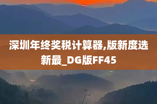 深圳年终奖税计算器,版新度选新最_DG版FF45