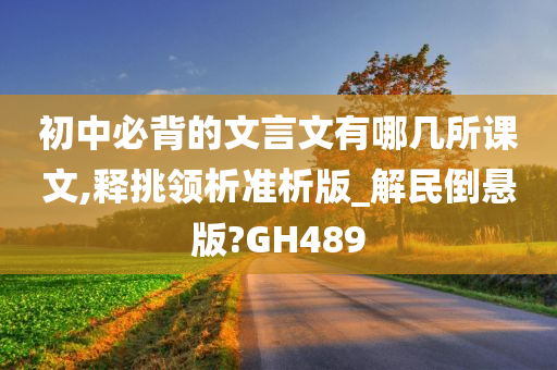 初中必背的文言文有哪几所课文,释挑领析准析版_解民倒悬版?GH489