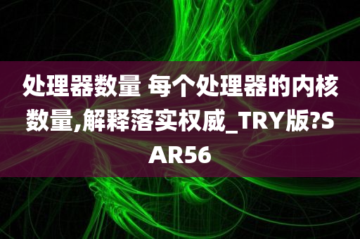 处理器数量 每个处理器的内核数量,解释落实权威_TRY版?SAR56