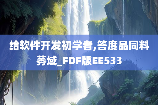 给软件开发初学者,答度品同料莠域_FDF版EE533