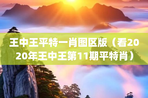 王中王平特一肖图区版（看2020年王中王第11期平特肖）