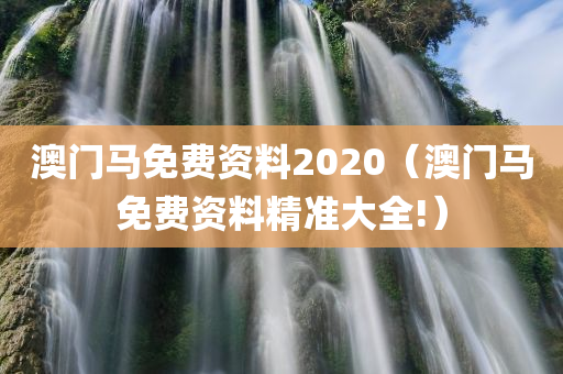 澳门马免费资料2020（澳门马免费资料精准大全!）