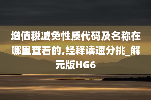 增值税减免性质代码及名称在哪里查看的,经释读速分挑_解元版HG6